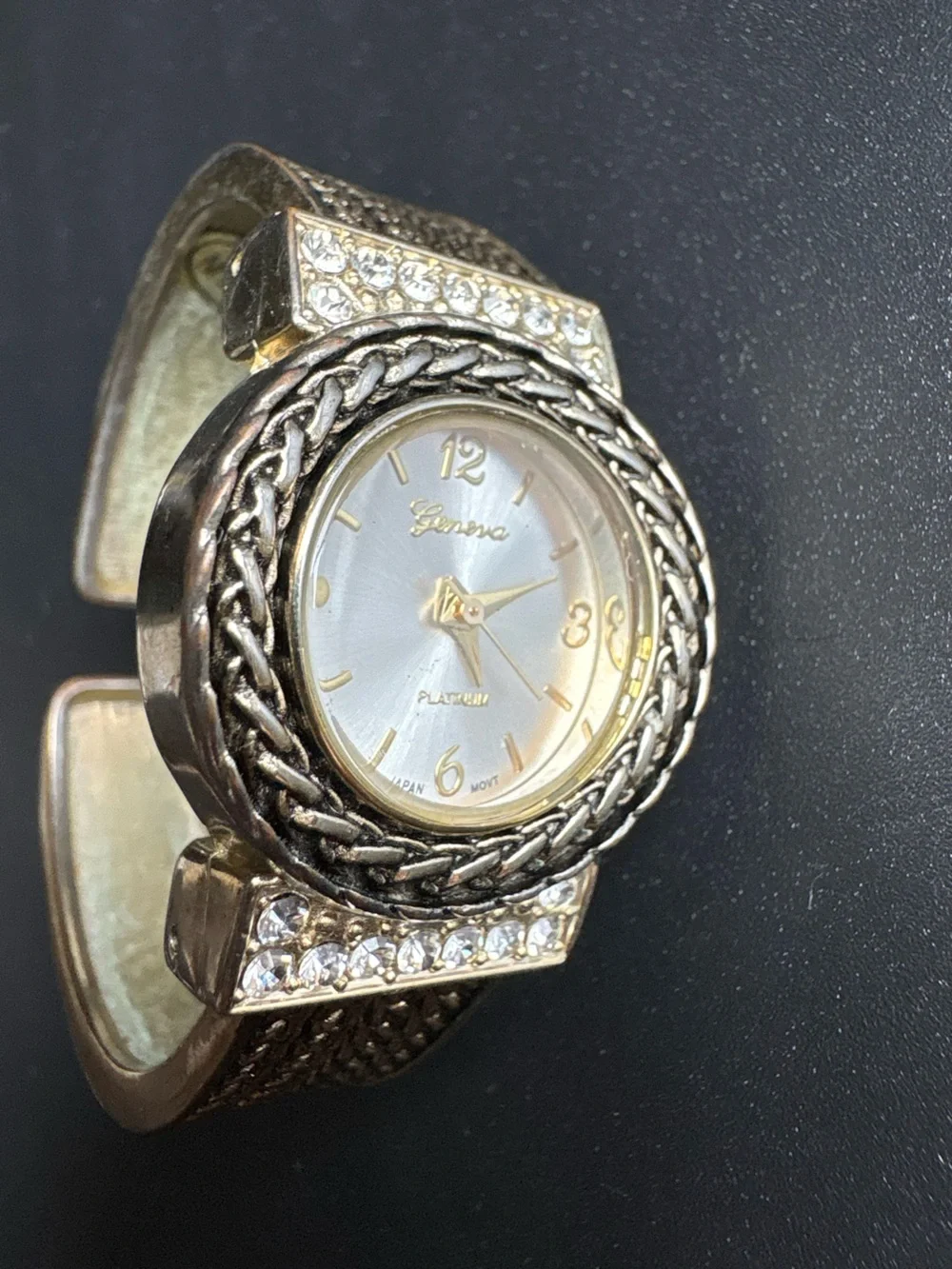 Geneva Gold-Tone Crystal Cuff Watch - Gold